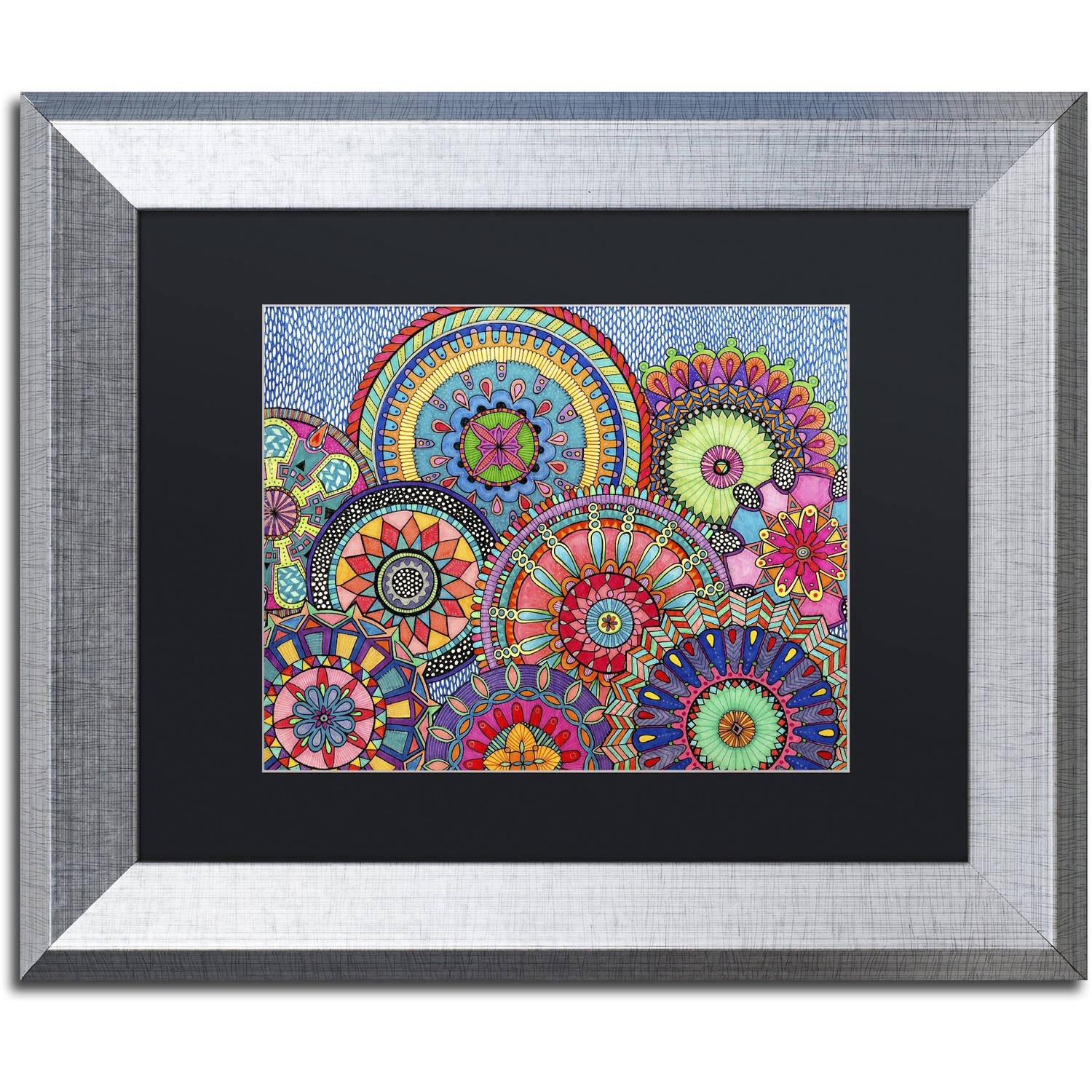 Trademark Fine Art "Mandala Parade" Canvas Art by Hello Angel, Black Matte, Silver Frame