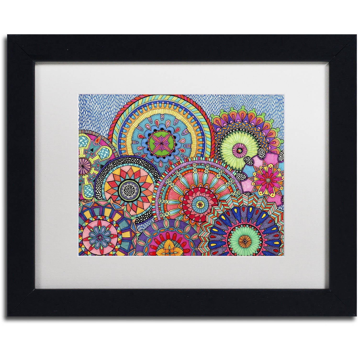 Trademark Fine Art "Mandala Parade" Canvas Art by Hello Angel, White Matte, Black Frame