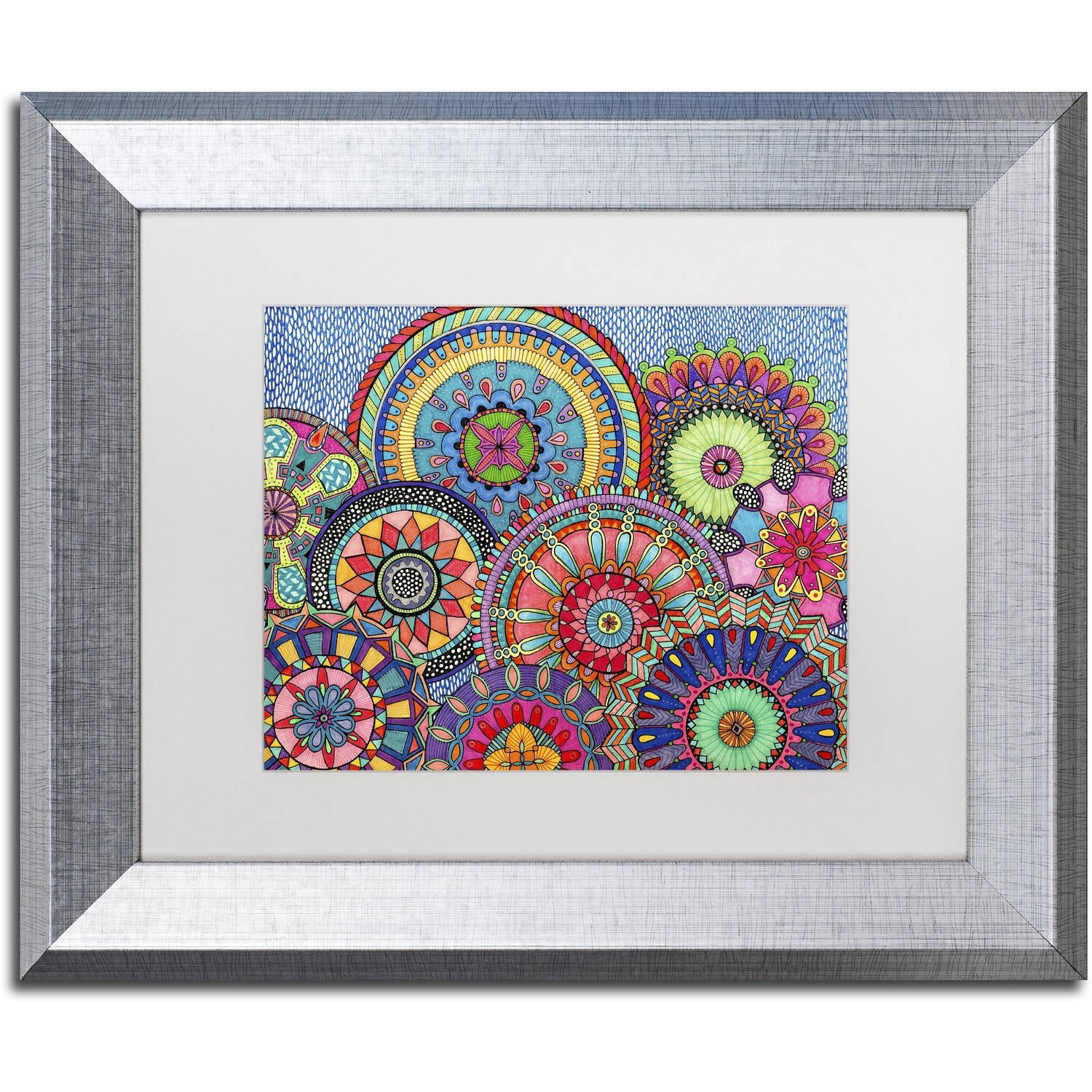 Trademark Fine Art "Mandala Parade" Canvas Art by Hello Angel, White Matte, Silver Frame