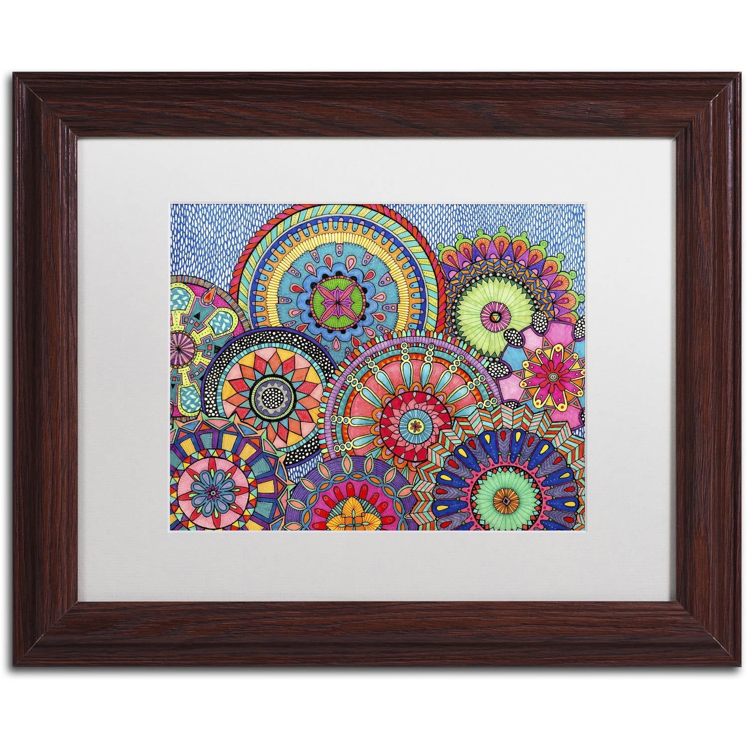 Trademark Fine Art "Mandala Parade" Canvas Art by Hello Angel, White Matte, Wood Frame