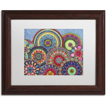 Trademark Fine Art "Mandala Parade" Canvas Art by Hello Angel, White Matte, Wood Frame