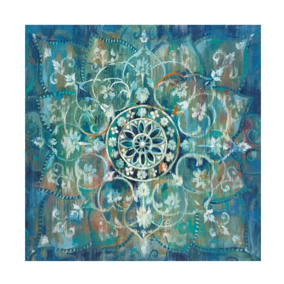 Trademark Fine Art Danhui Nai Mandala In Blue I Sq Canvas Wall Art - 14x14