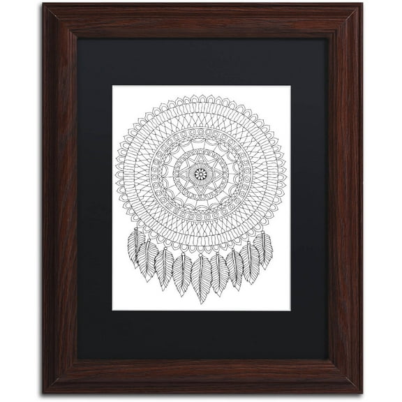 Trademark Fine Art "Mandalafeather Dreamcatcher" Canvas Art by Hello Angel, Black Matte, Wood Frame