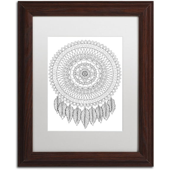 Trademark Fine Art "Mandalafeather Dreamcatcher" Canvas Art by Hello Angel, White Matte, Wood Frame