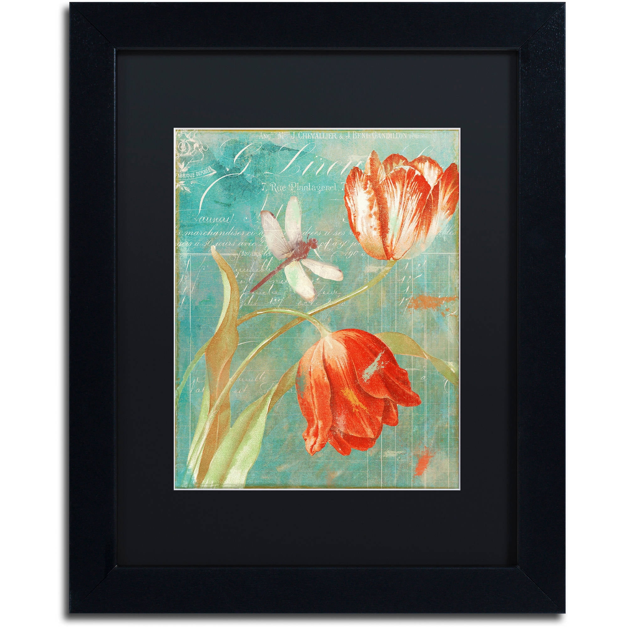 Trademark Fine Art "Mandarin Tulips" Canvas Art by Color Bakery Black Matte, Black Frame