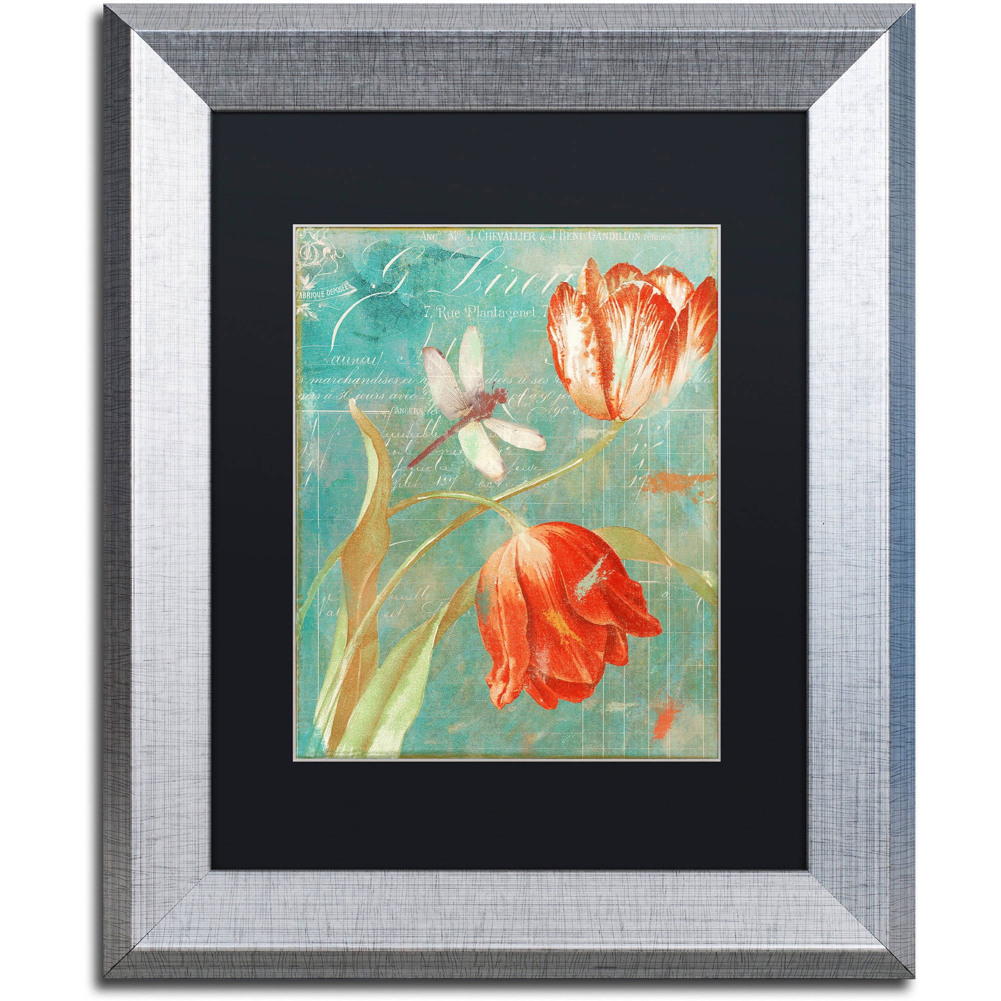 Trademark Fine Art "Mandarin Tulips" Canvas Art by Color Bakery Black Matte, Silver Frame