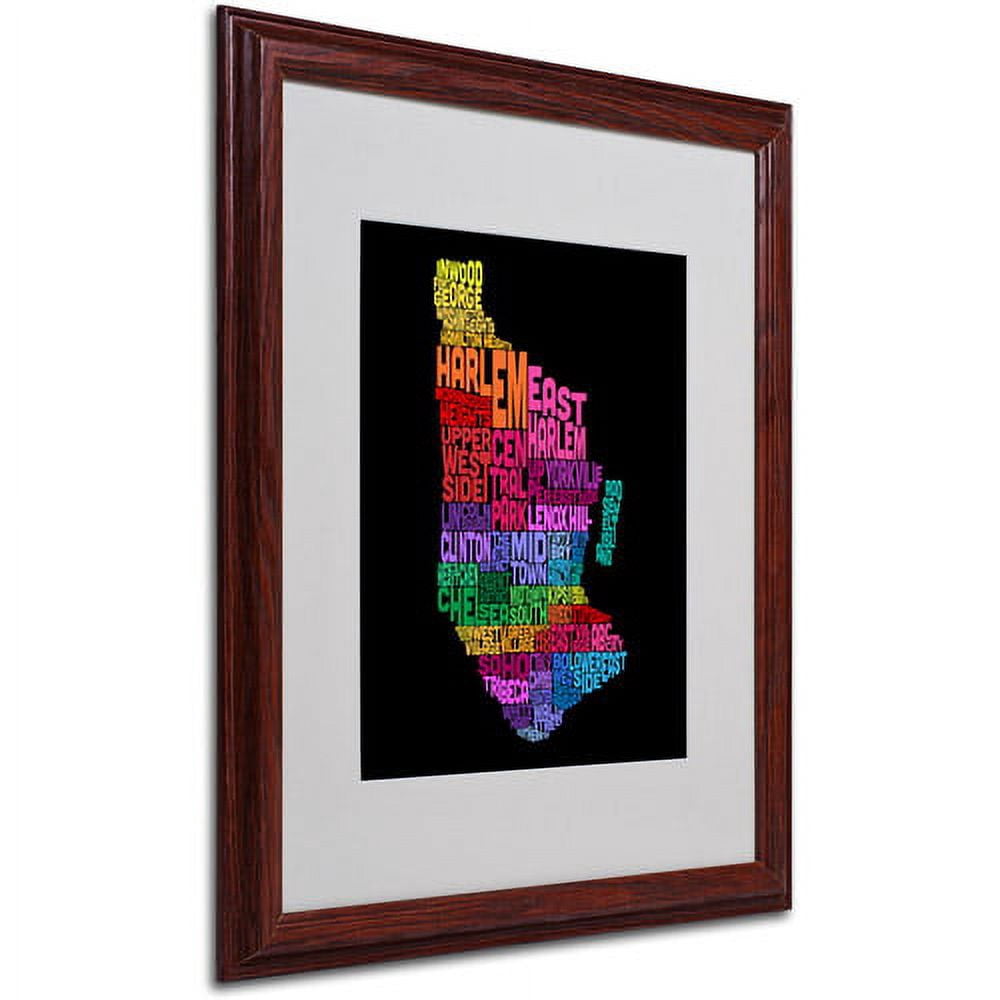 Trademark Fine Art "Manhattan Text Map 2" Matted Framed Art by Michael Tompsett