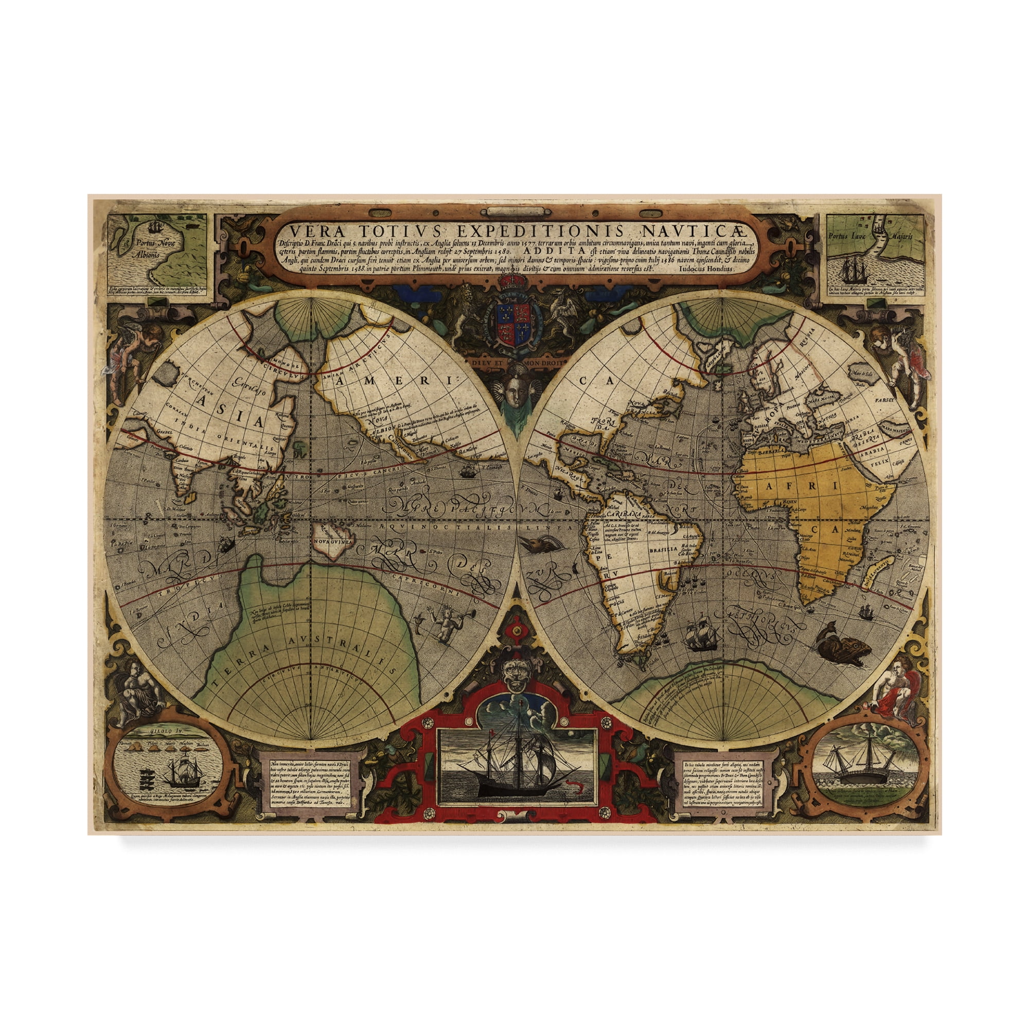 Trademark Fine Art 'Map Of The World 1595' Canvas Art by Vintage Lavoie