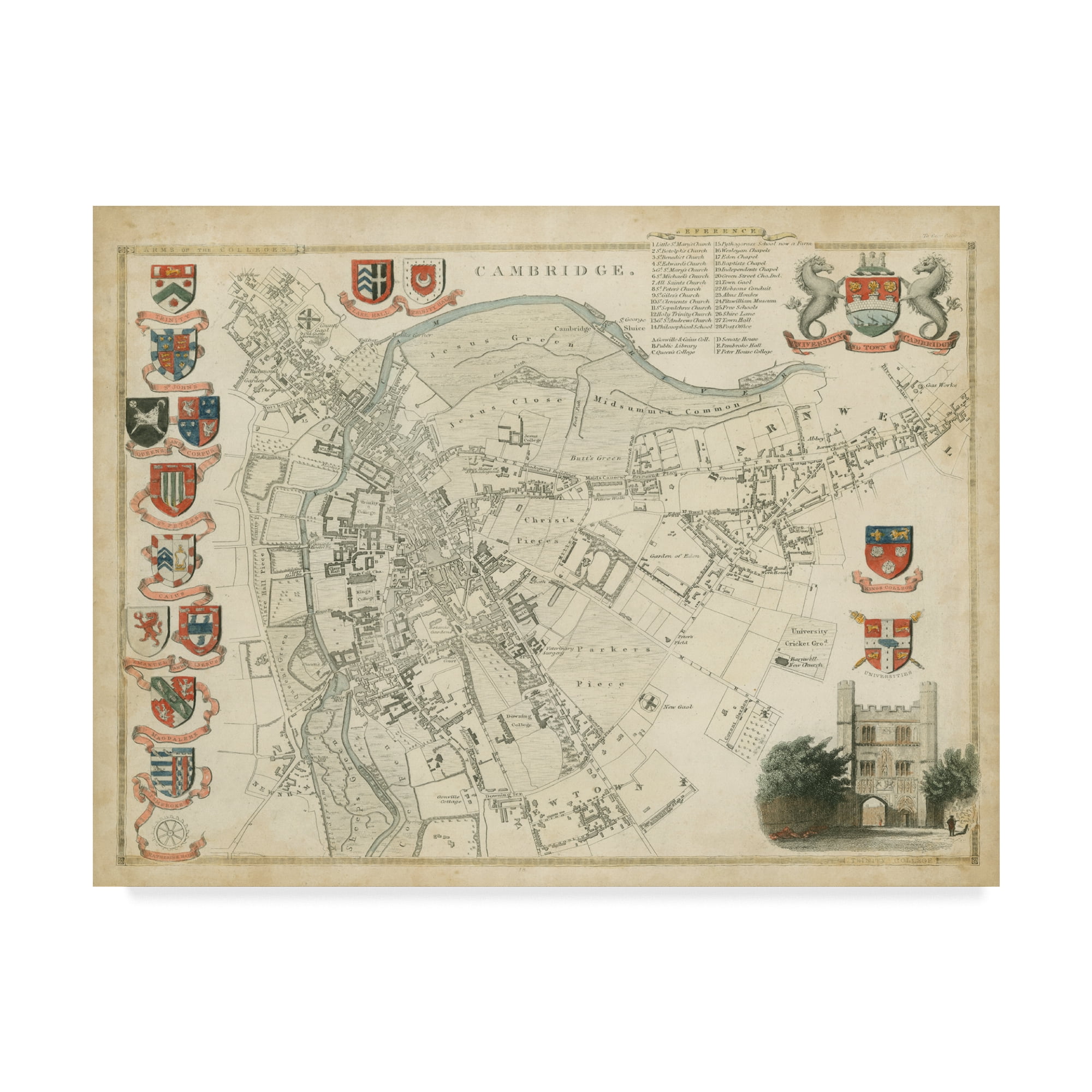 Trademark Fine Art 'Map of Cambridge' Canvas Art by Unknown