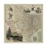 Trademark Fine Art 'Map of Texas' Canvas Art by Vision Studio