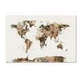 thumbnail image 1 of Trademark Fine Art "Map of the World Sepia Watercolor" Canvas Art by Michael Tompsett, 1 of 4