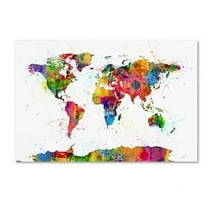 Trademark Fine Art "Map of the World Watercolor" Canvas Art by Michael Tompsett
