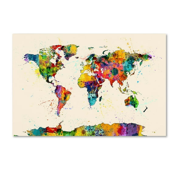 Trademark Fine Art "Map of the World Watercolor II" Canvas Art by Michael Tompsett