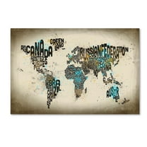 Trademark Fine Art "Map of the World Watercolor III" Canvas Art by Michael Tompsett
