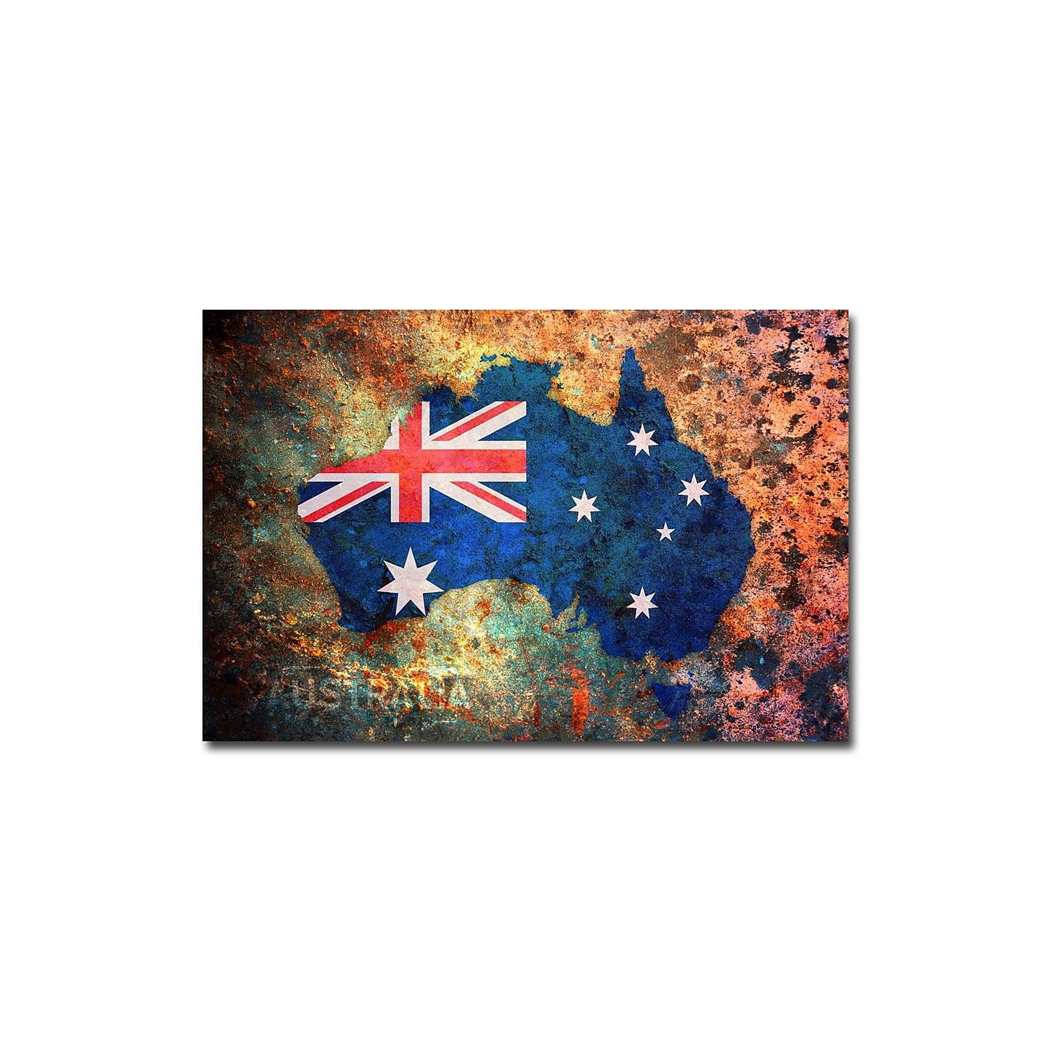 Trademark Fine Art Maps Canvas Art ' Atralia Flag Map ' by Michael Tompsett