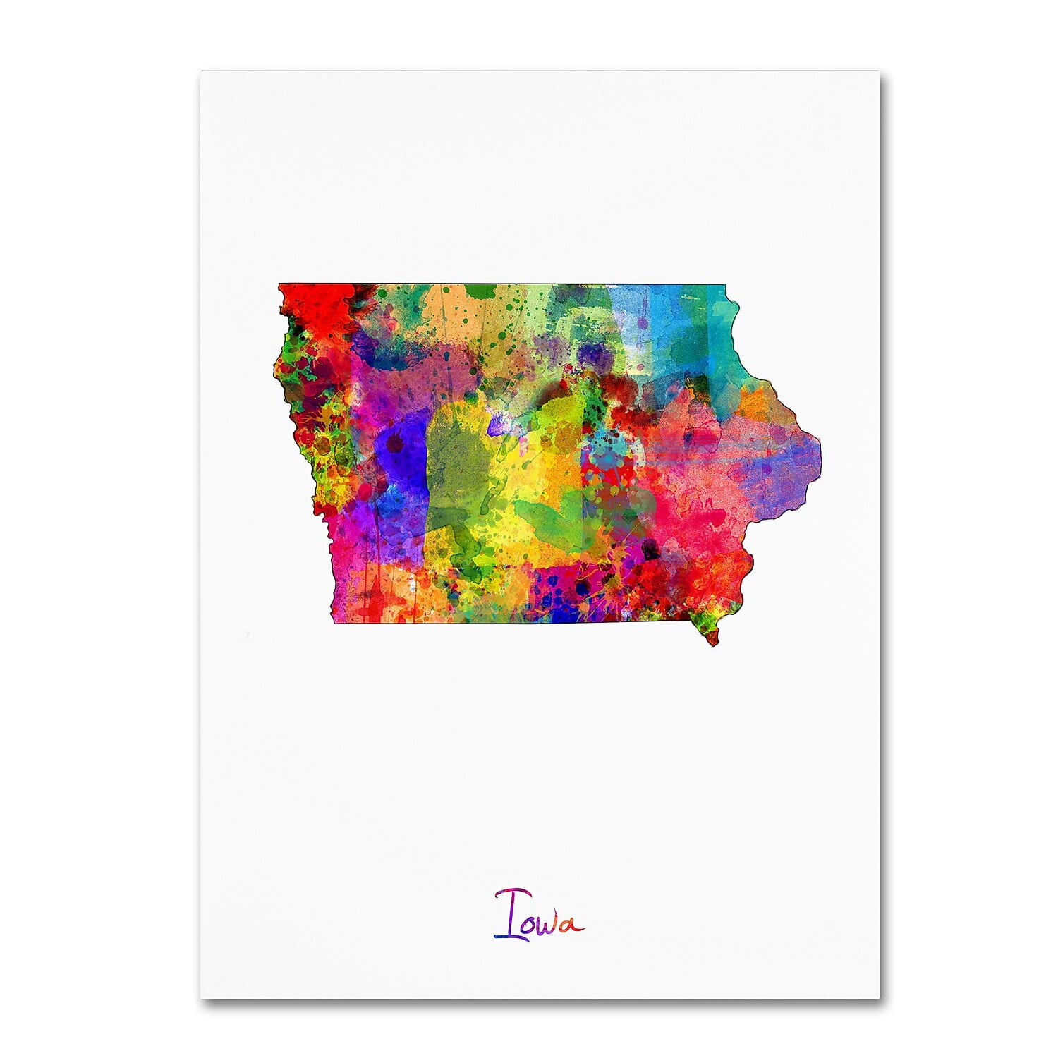 Trademark Fine Art Maps Canvas Art ' Iowa Map ' by Michael Tompsett