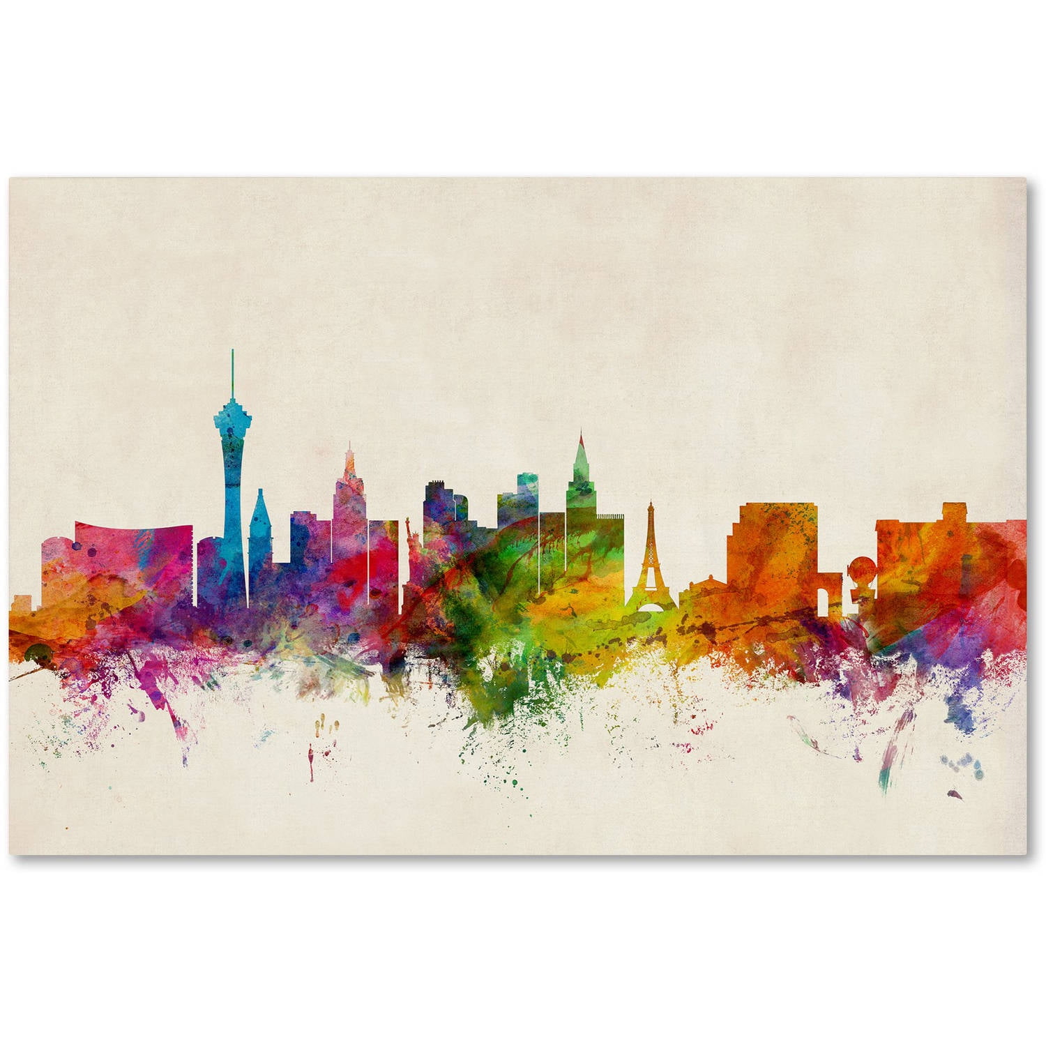 Trademark Fine Art Maps Canvas Art ' Las Vegas Nevada Skyline II ' by Michael Tompsett