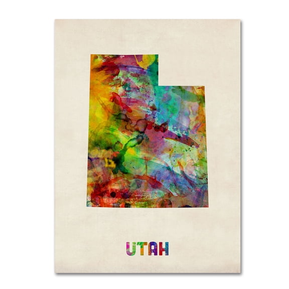 Trademark Fine Art Maps Canvas Art ' Utah Map ' by Michael Tompsett