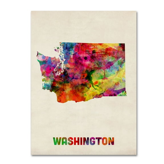 Trademark Fine Art Maps Canvas Art ' Washington Map ' by Michael Tompsett