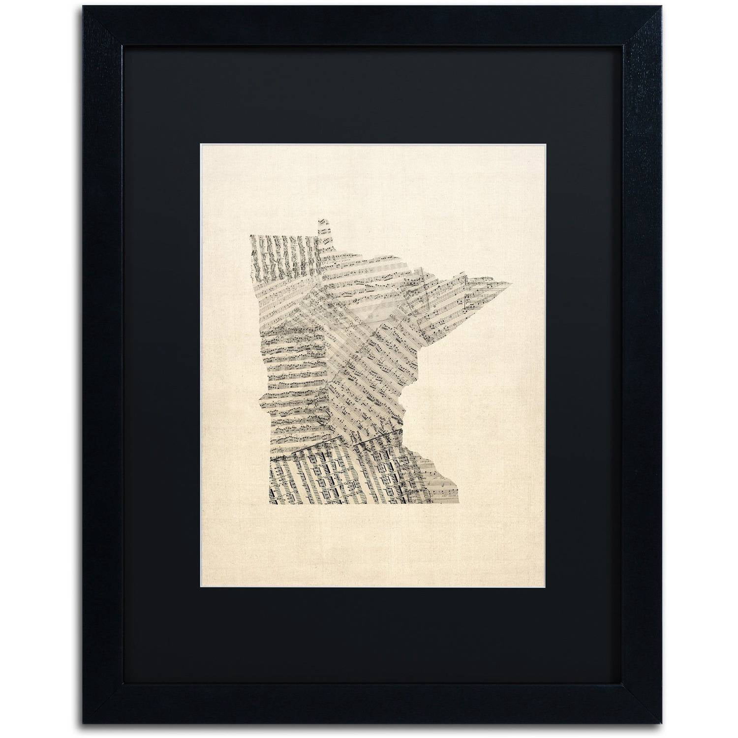 Trademark Fine Art Maps Matted Framed Art ' Old Sheet Mic Map of Minnesota ' by Michael Tompsett