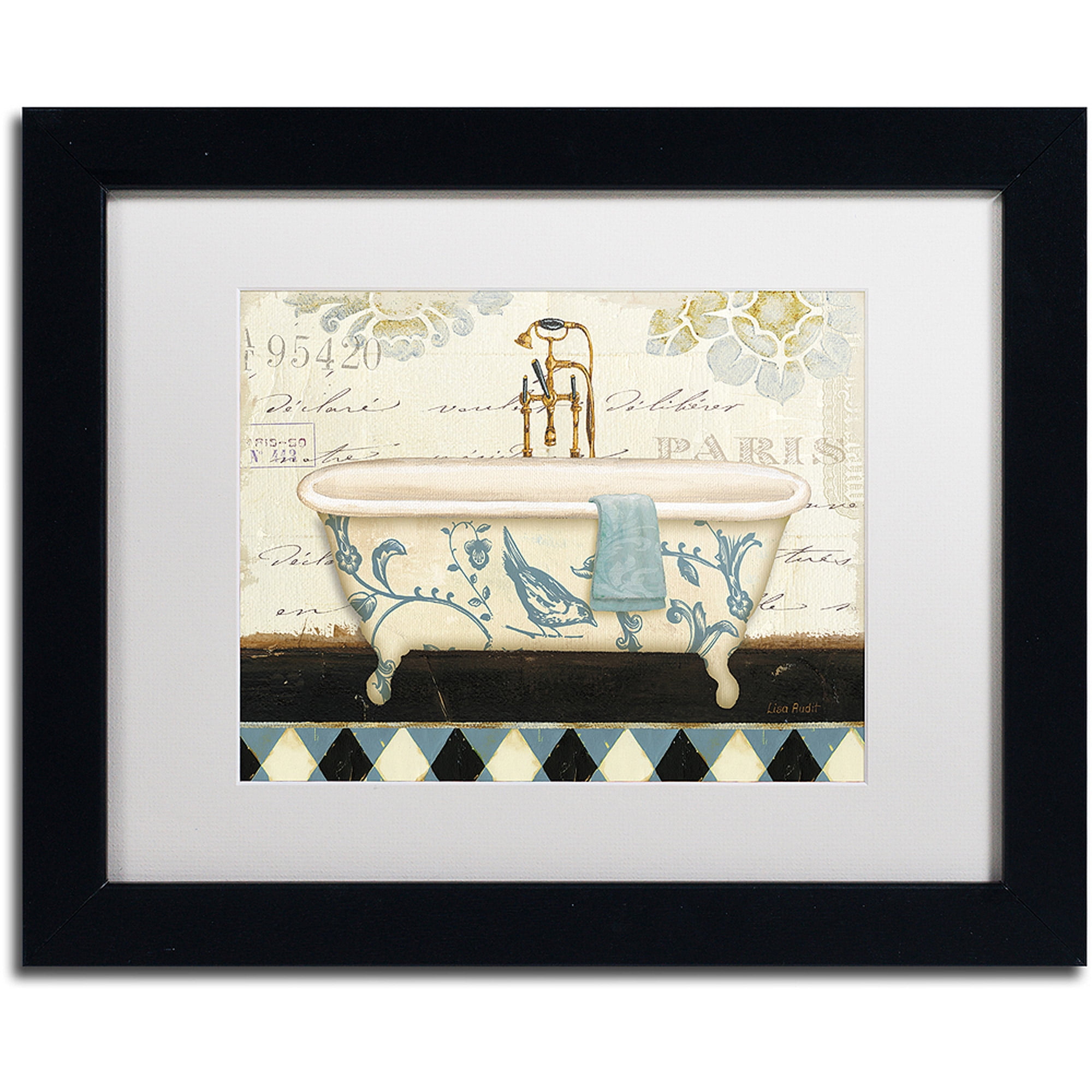 Trademark Fine Art "Marche de Fleurs Bath II" Canvas Art by Lisa Audit, White Matte, Black Frame