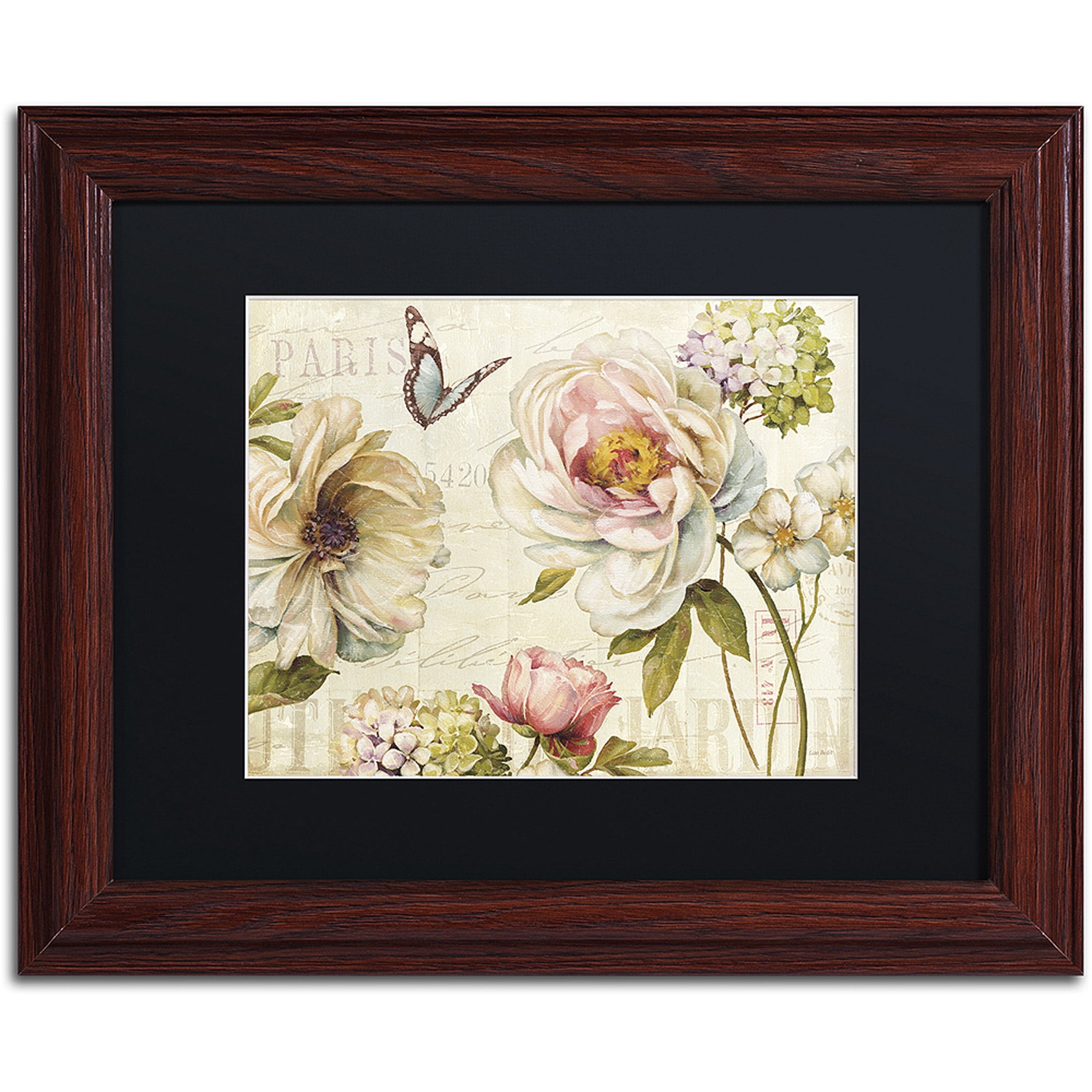 Trademark Fine Art "Marche de Fleurs IV" Canvas Art by Lisa Audit, Black Matte, Wood Frame