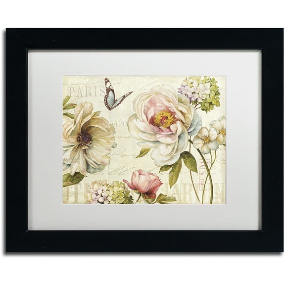 Trademark Fine Art "Marche de Fleurs IV" Canvas Art by Lisa Audit, White Matte, Black Frame