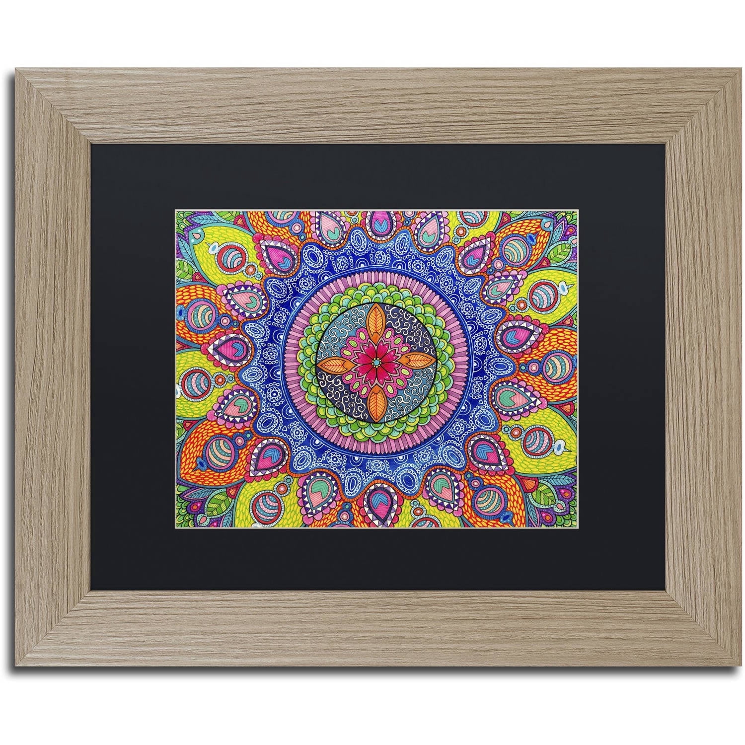 Trademark Fine Art "Mardi Gras Mandala" Canvas Art by Hello Angel, Black Matte, Birch Frame