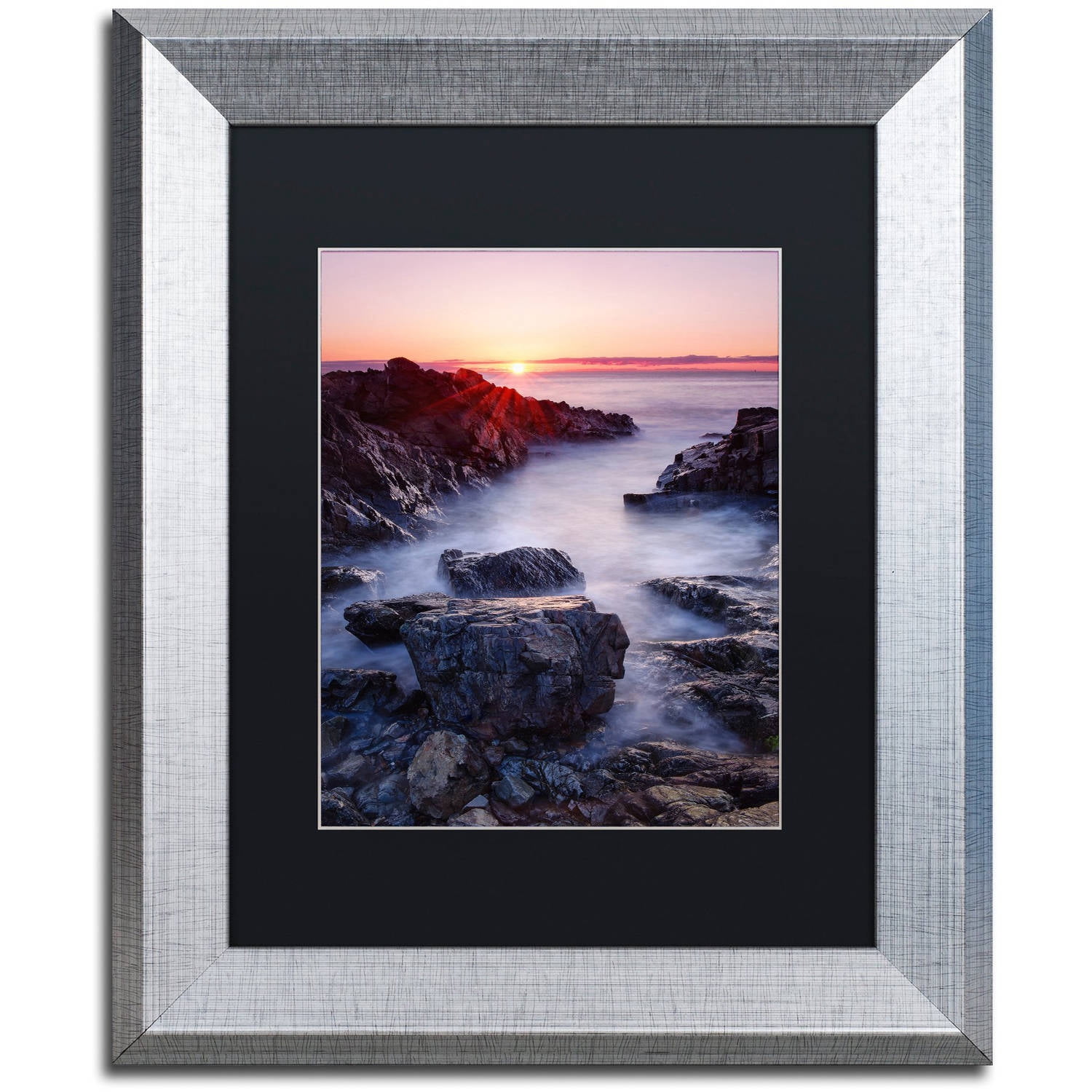 Trademark Fine Art "Marginal Way Sun" Canvas Art by Michael Blanchette Photography Black Matte, Silver Frame