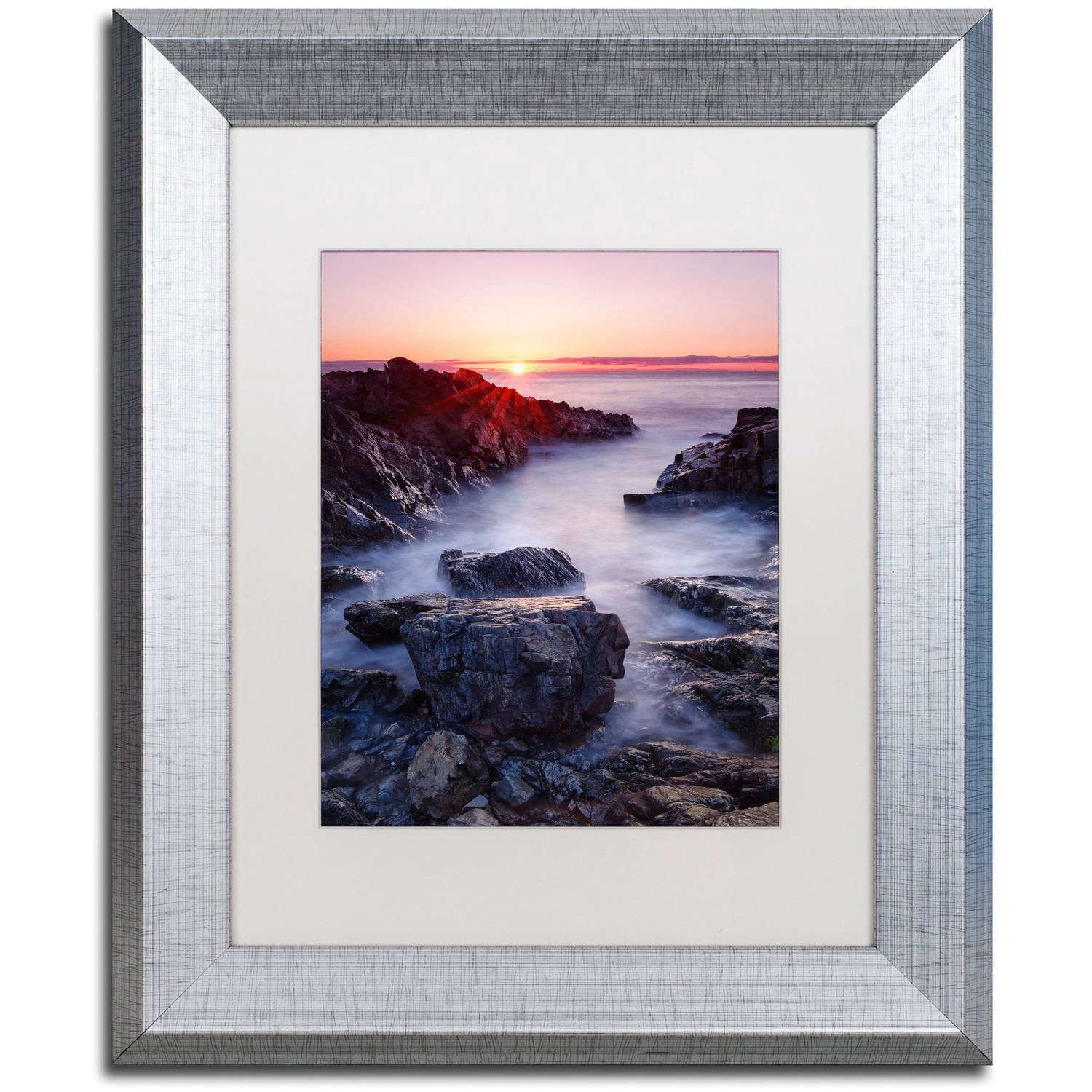Trademark Fine Art "Marginal Way Sun" Canvas Art by Michael Blanchette Photography White Matte, Silver Frame