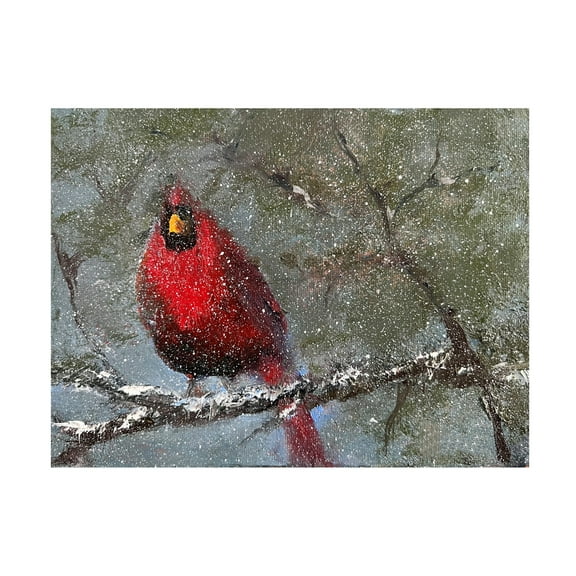 Trademark Fine Art Marilyn Wendling Cardinal in Snow I Canvas Wall Art