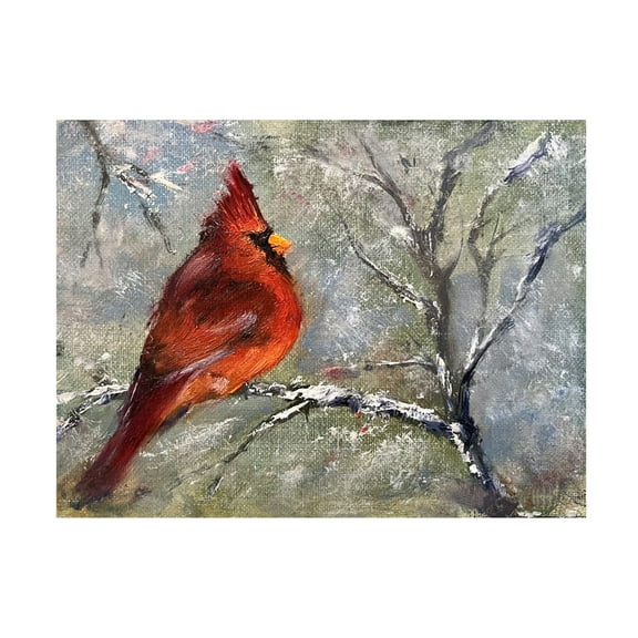 Trademark Fine Art Marilyn Wendling Cardinal in Snow II Canvas Wall Art