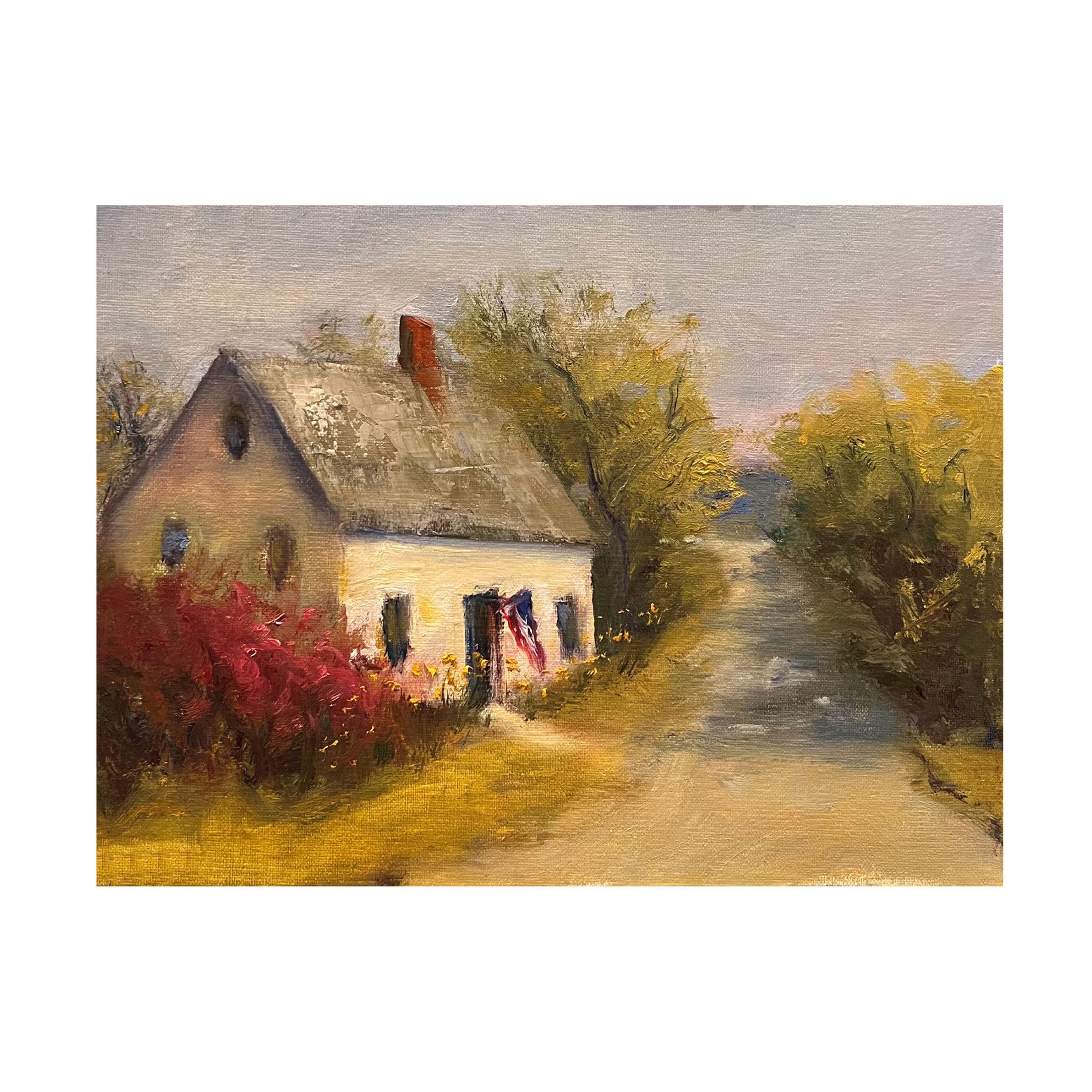 Trademark Fine Art Marilyn Wendling Cottage With Flag Canvas Wall Art