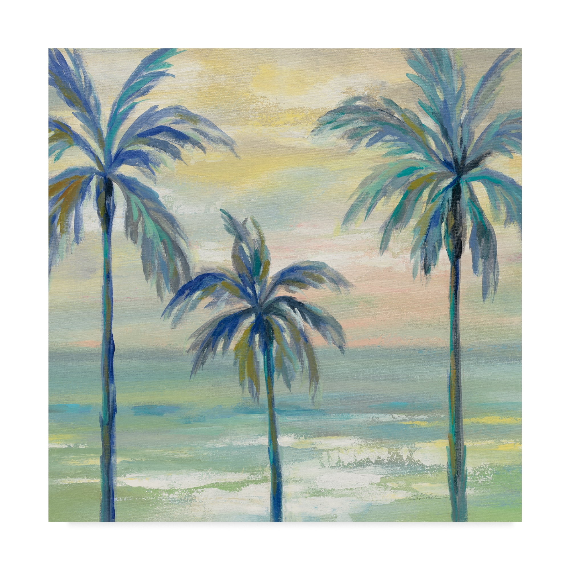 Marine Layer Palms Crop Canvas Art in Blue and Green