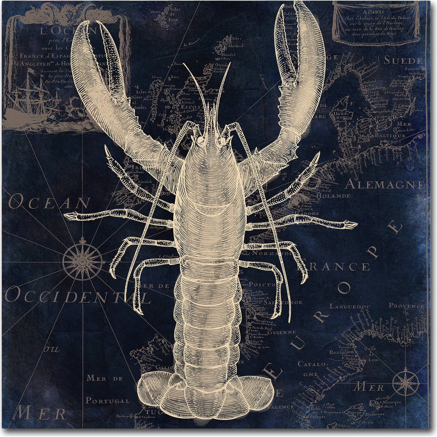 Nautical Navy Blue and White Coastal Canvas Art