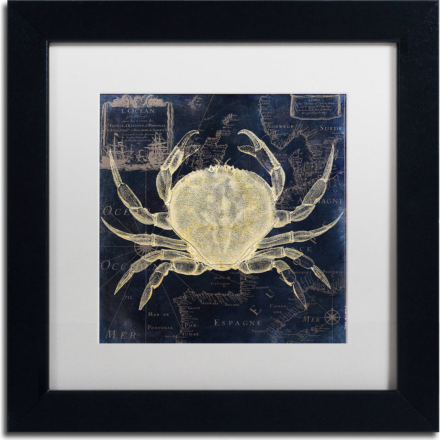 Trademark Fine Art "Maritime Blues III" Canvas Art by Color Bakery, White Matte, Black Frame