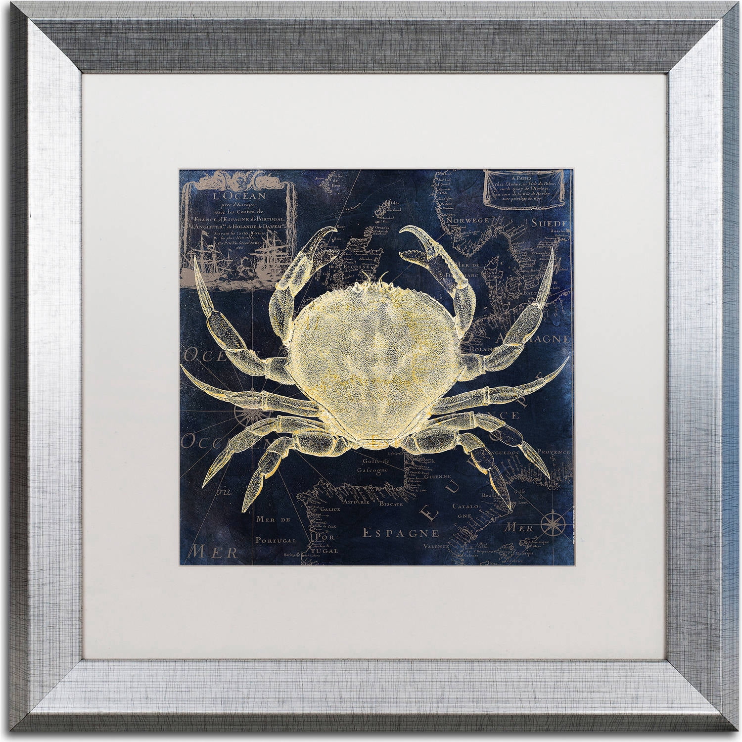 Trademark Fine Art "Maritime Blues III" Canvas Art by Color Bakery, White Matte, Silver Frame