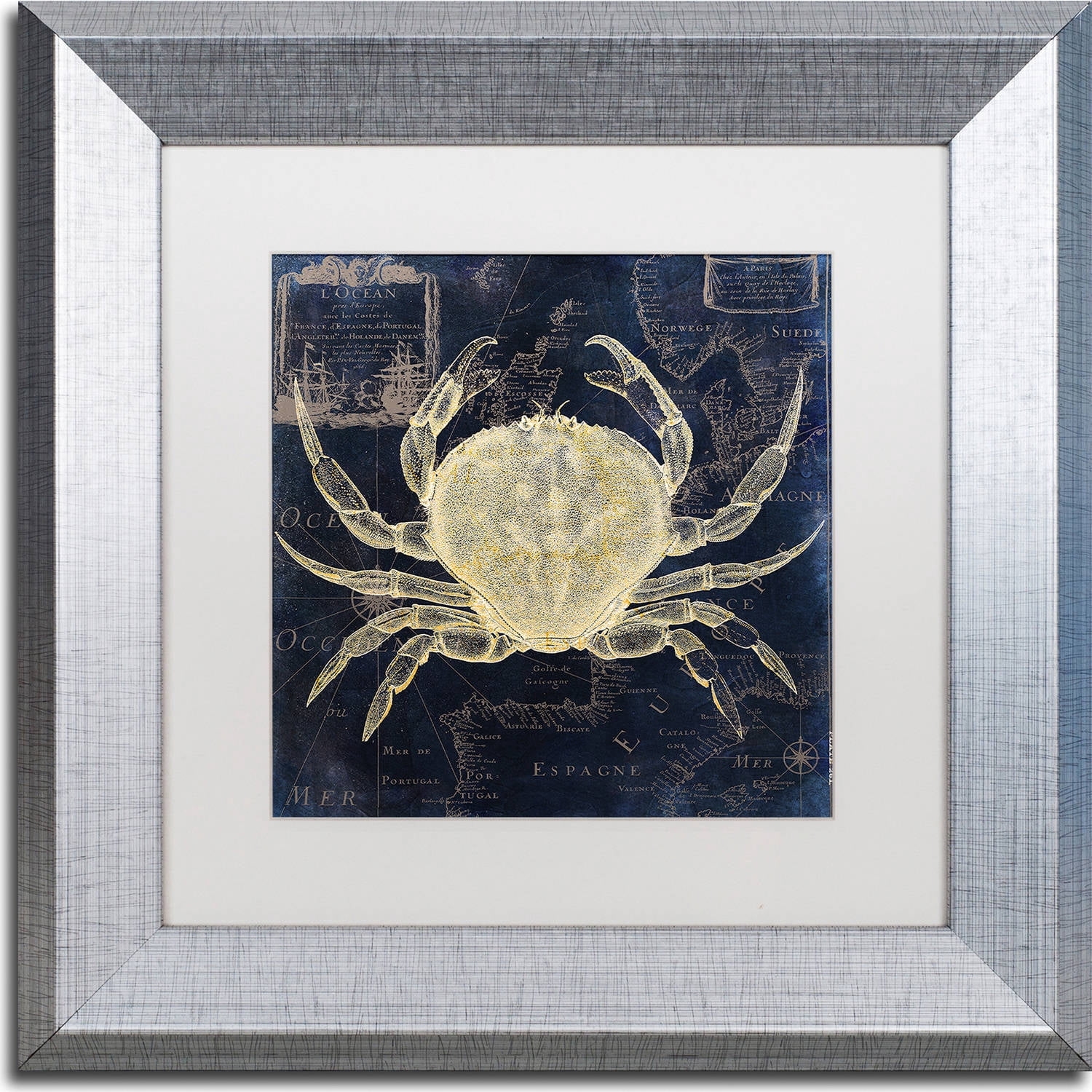Trademark Fine Art "Maritime Blues III" Canvas Art by Color Bakery, White Matte, Silver Frame