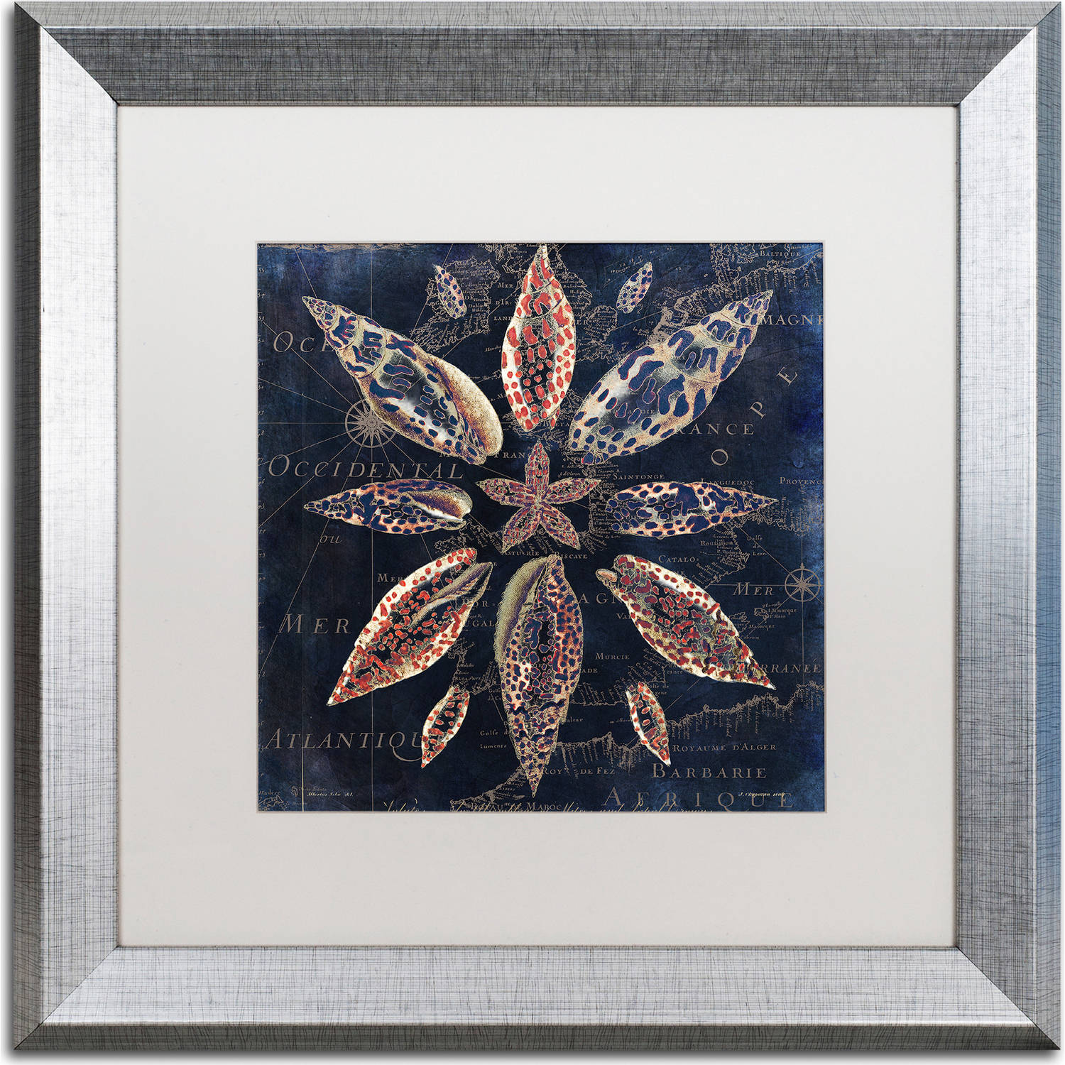 Trademark Fine Art "Maritime Blues VII" Canvas Art by Color Bakery, White Matte, Silver Frame