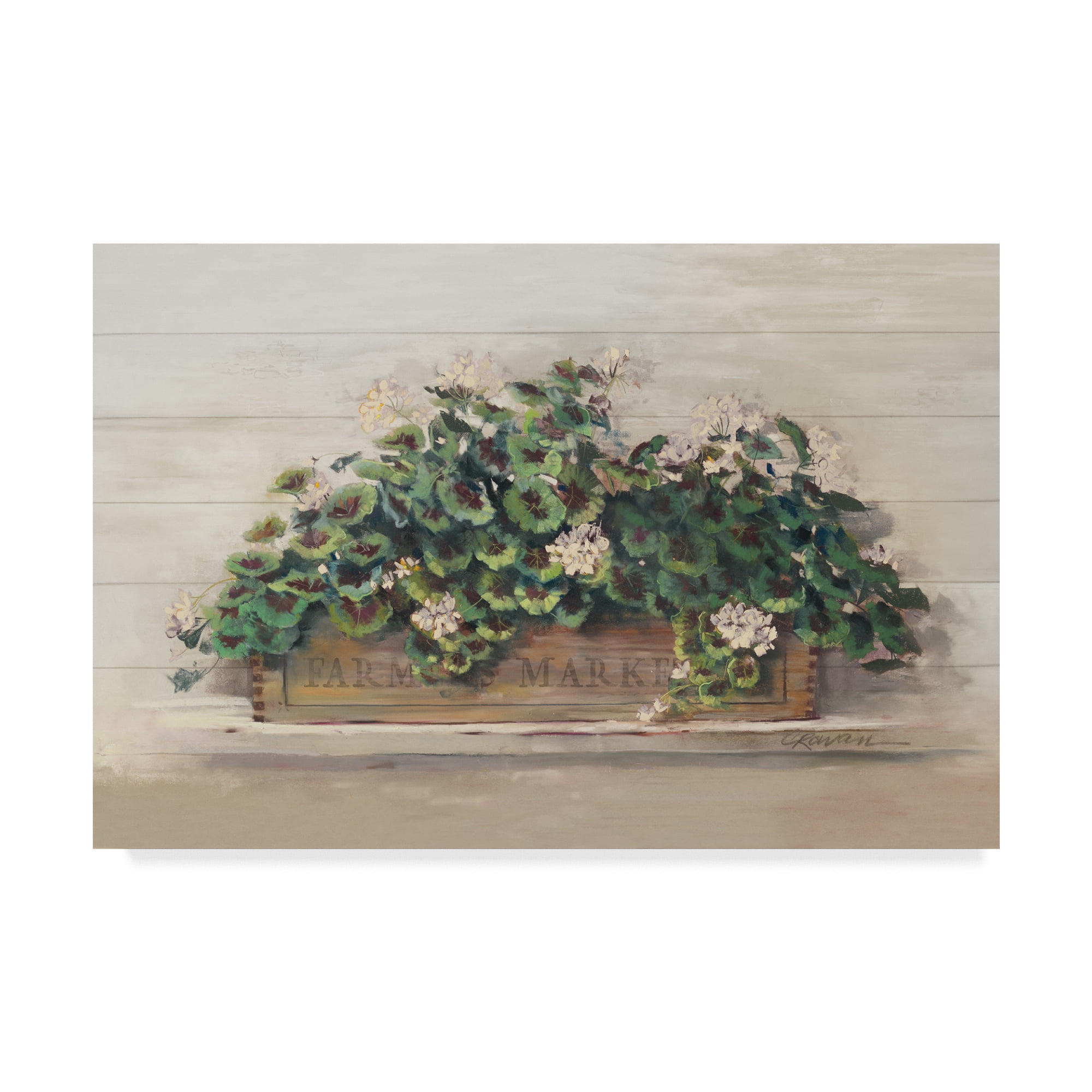 Traditional Cream and Green Floral Canvas Art for Kids, 24" x 16"