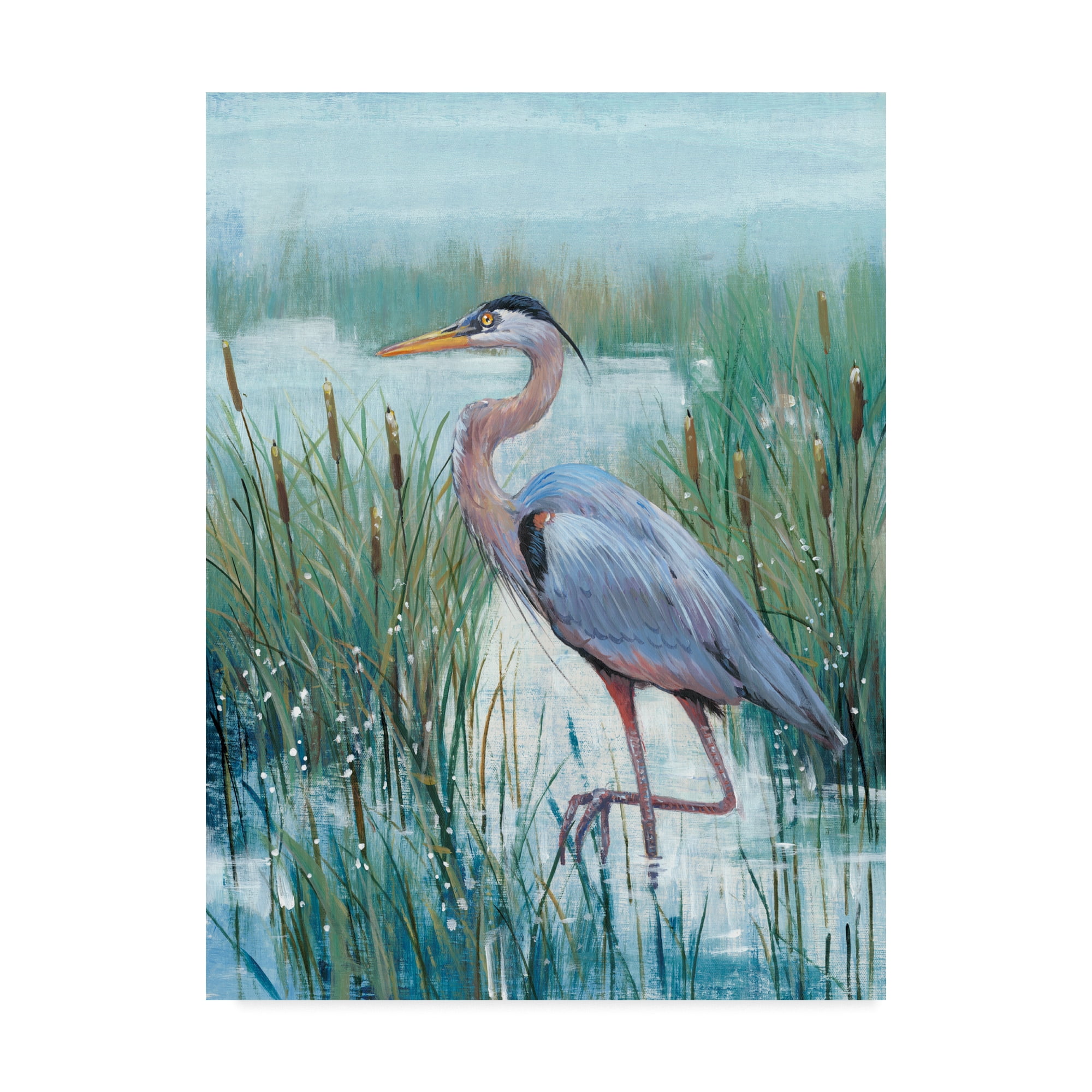 Large Blue Heron Canvas Art with Wooden Frame