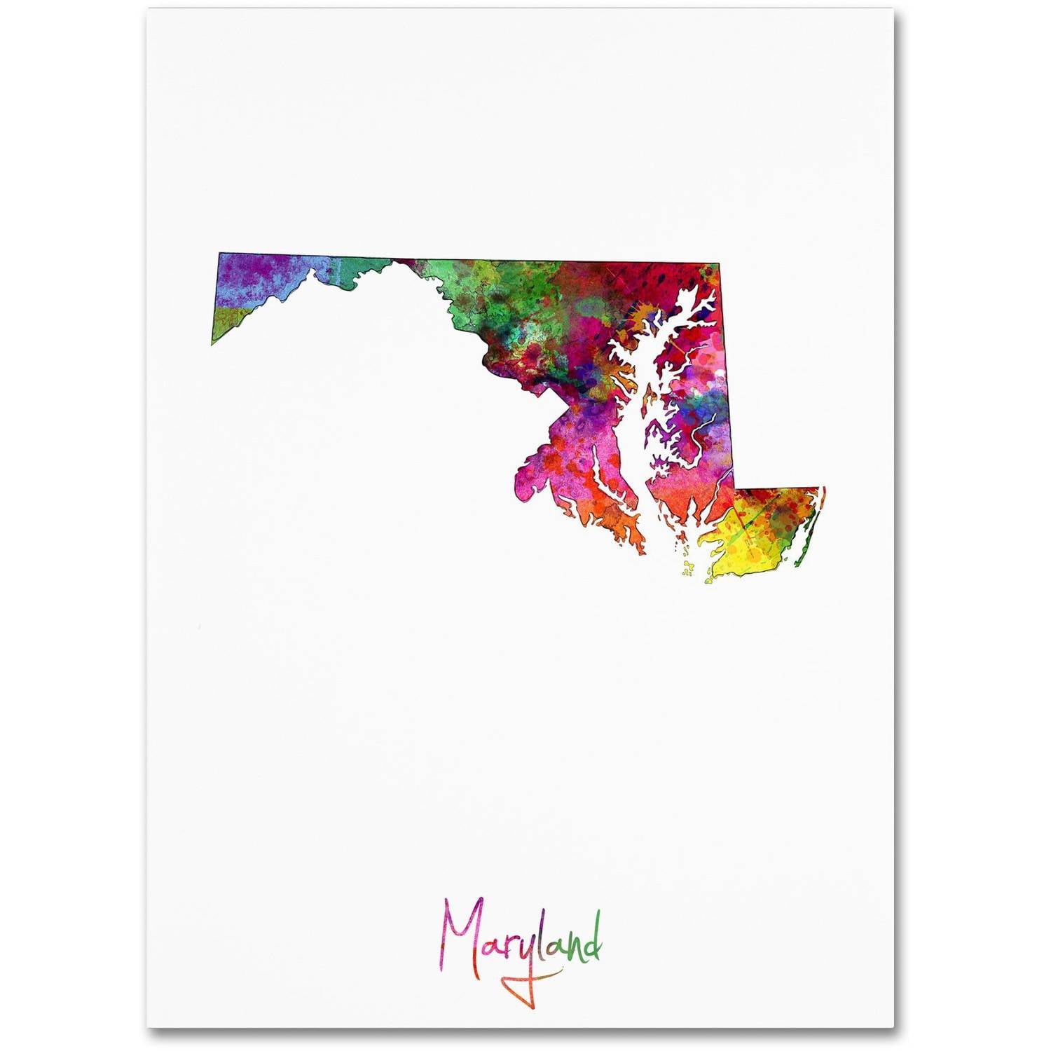 Trademark Fine Art "Maryland Map" Canvas Art by Michael Tompsett