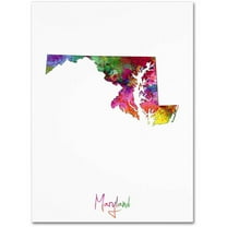 Trademark Fine Art "Maryland Map" Canvas Art by Michael Tompsett