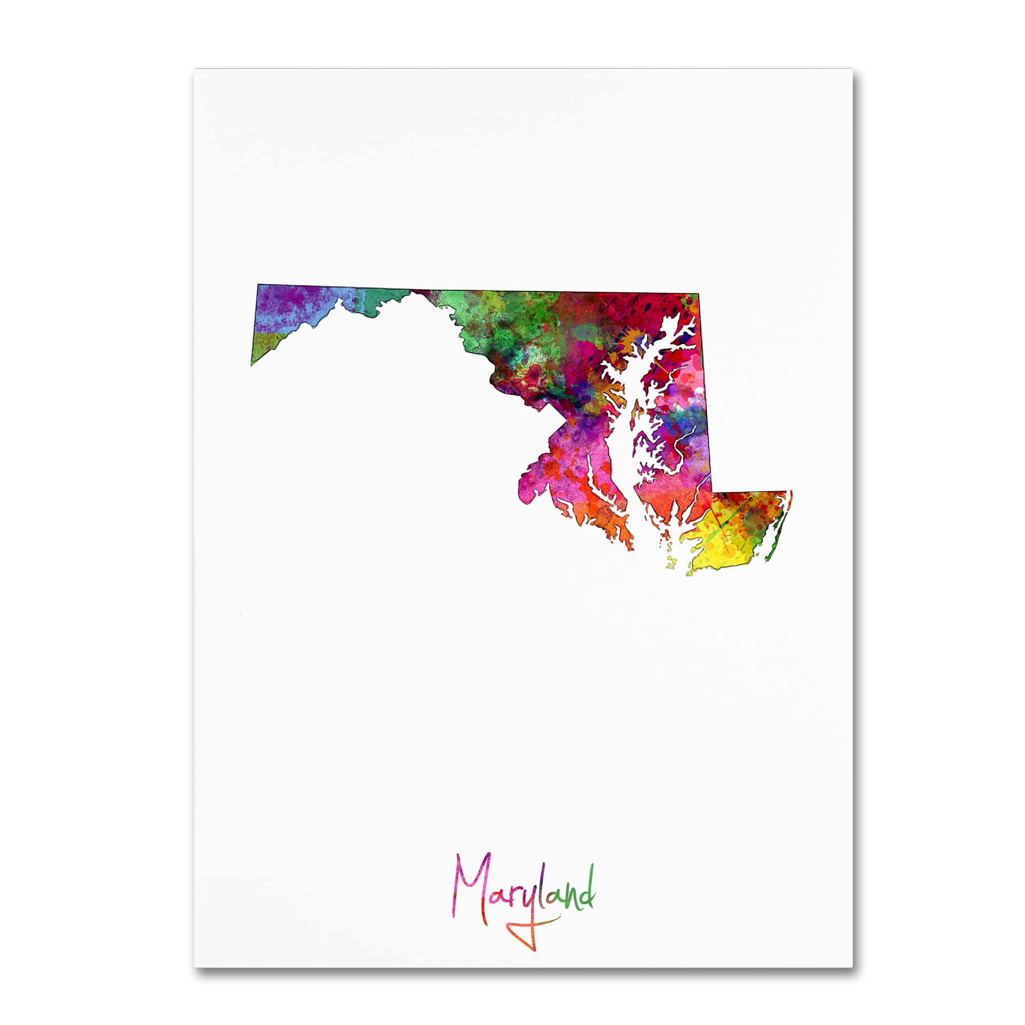 Trademark Fine Art "Maryland Map" Canvas Art by Michael Tompsett