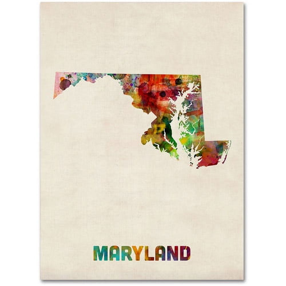 Trademark Fine Art "Maryland Map" Canvas Wall Art by Michael Tompsett