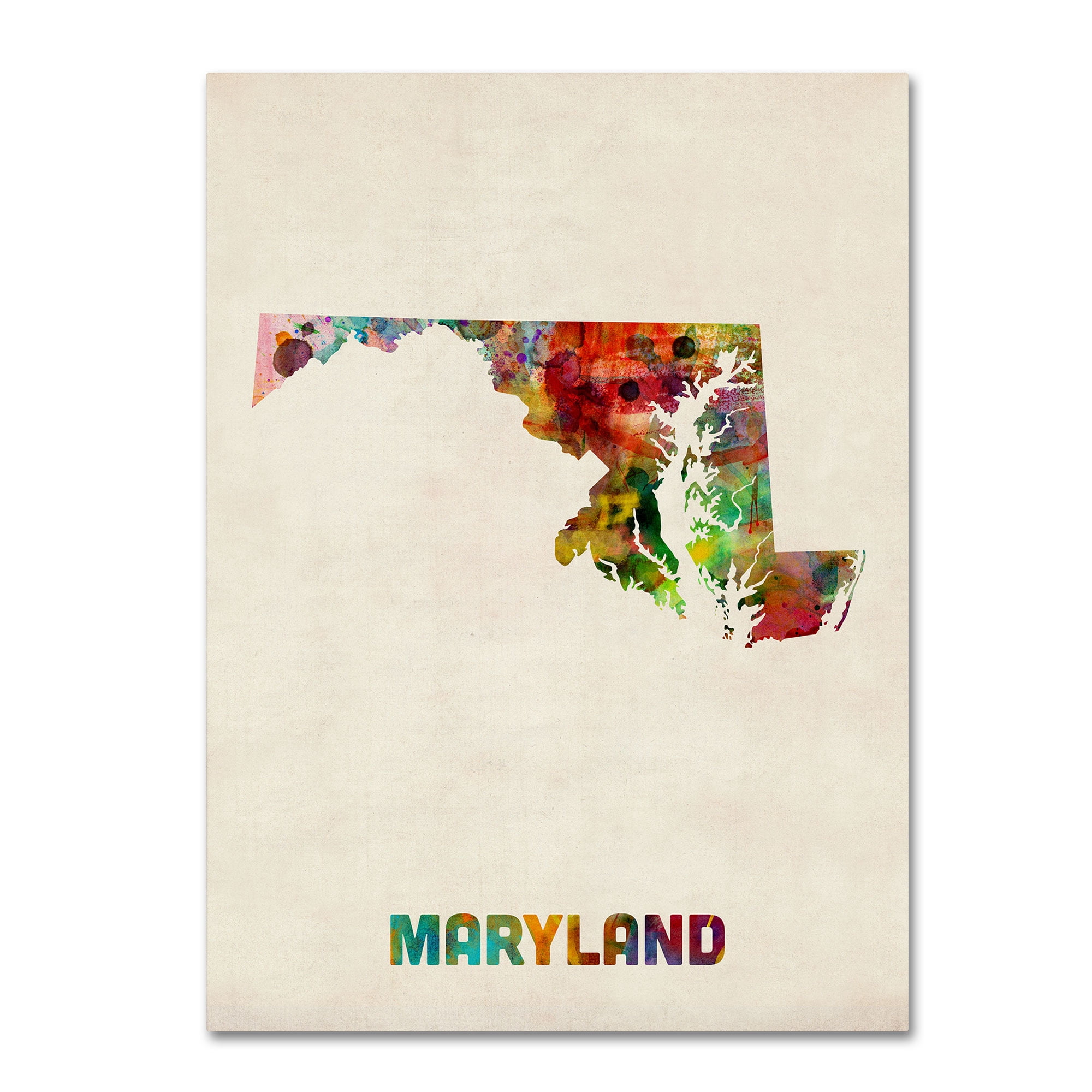 Trademark Fine Art "Maryland Map" Canvas Wall Art by Michael Tompsett