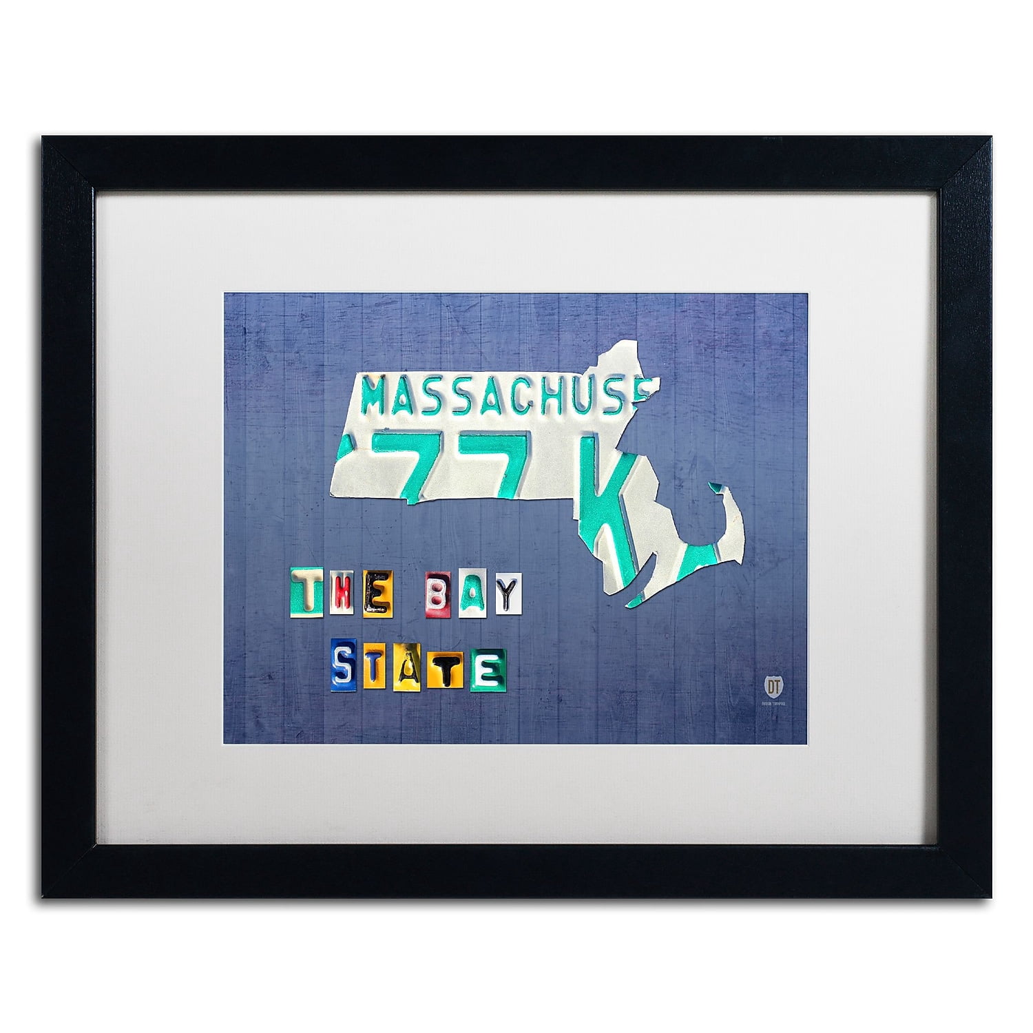 Trademark Fine Art 'Massachusetts License Plate' Canvas Art by Design Turnpike, White Matte, Black Frame