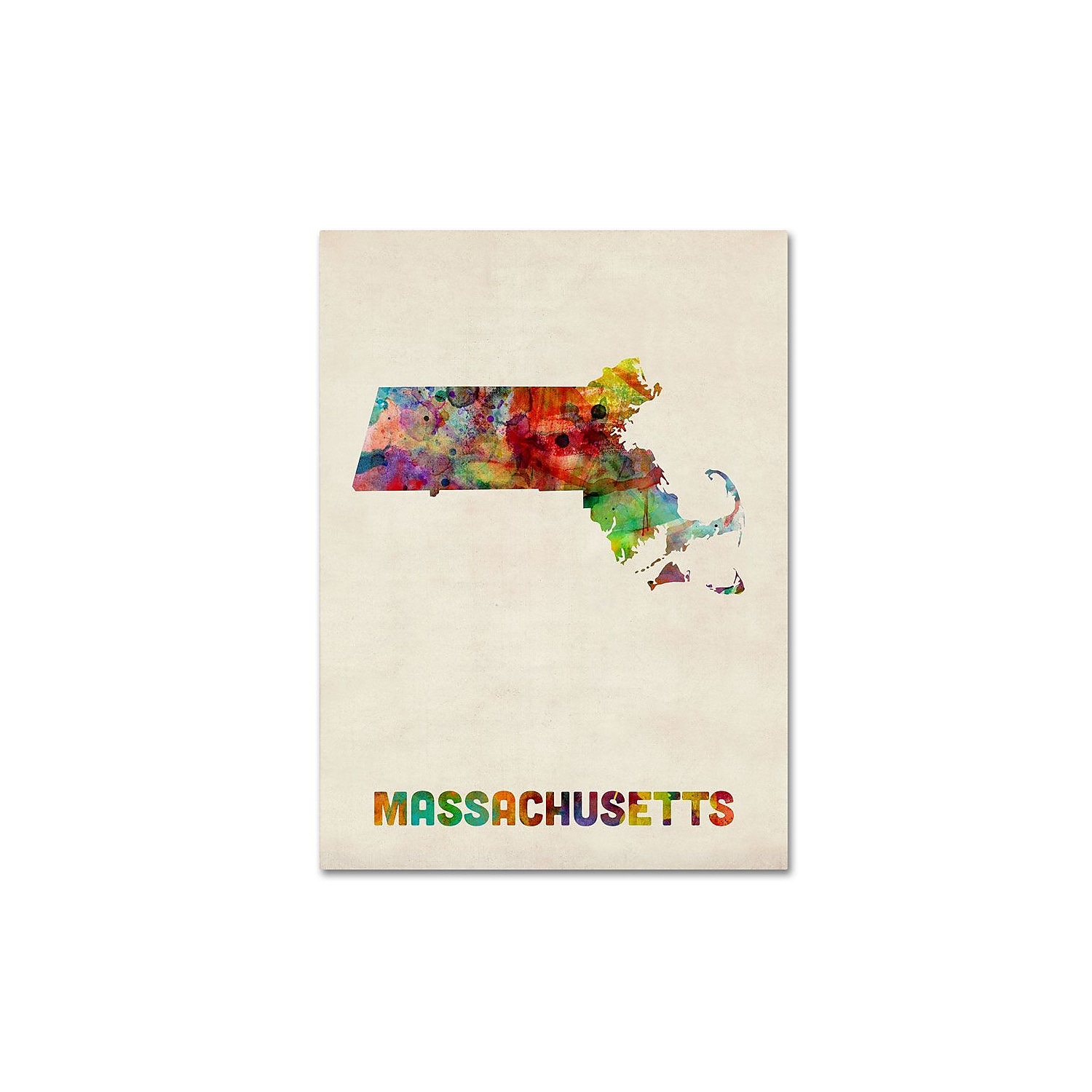 Trademark Fine Art "Massachusetts Map" Canvas Wall Art by Michael Tompsett