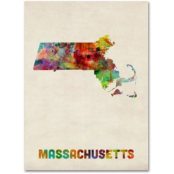 Trademark Fine Art "Massachusetts Map" Canvas Wall Art by Michael Tompsett
