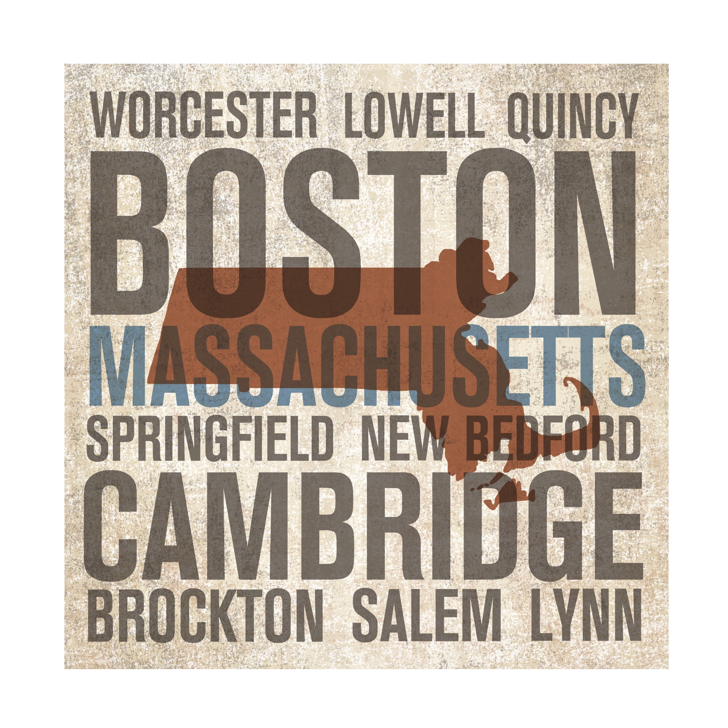 Trademark Fine Art 'Massachusetts Word Map' Canvas Art by Michael Mullan